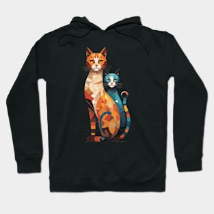 Gustav Klimt's Chromatic Whiskers: Colorful Cat Illustration Hoodie